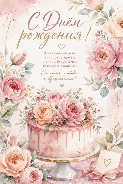 С днём рождения акварель #4
