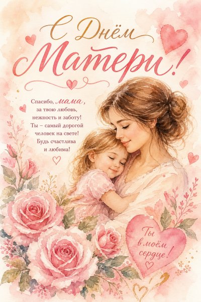 День матери акварель #3