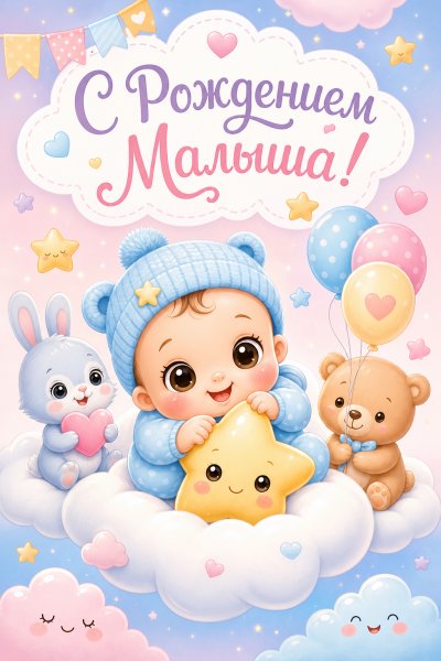 С Рождением Малыша мультяшная #1