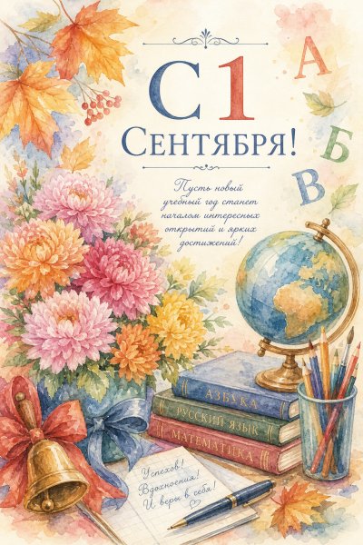С 1 Сентября акварельная #1