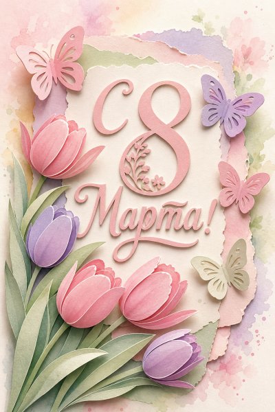 С 8 Марта бумажная аппликация #1
