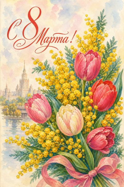 С 8 Марта гуашь #1