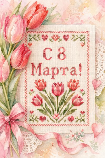 С 8 Марта вышивка #1
