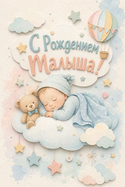С Рождением Малыша бумажная #1