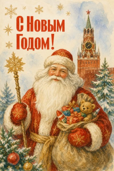 С Новым Годом советский плакат #1
