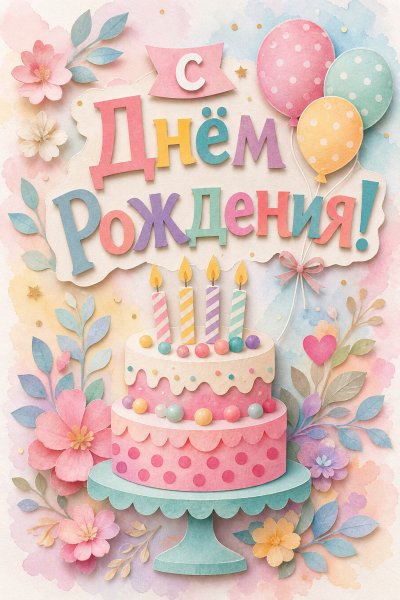 С Днём Рождения бумажная аппликация #1