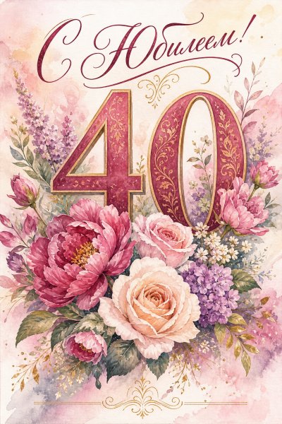 С Юбилеем 40 лет гуашь #1
