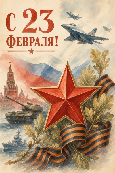 С 23 Февраля советский плакат #1