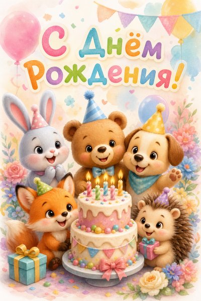 С Днём Рождения детский 3D #1
