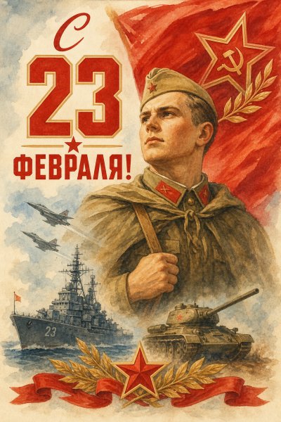 С 23 Февраля советский плакат #1
