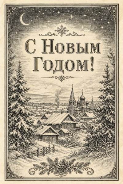 С Новым Годом гравюра #1