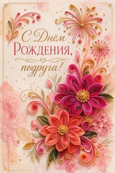С Днём Рождения подруге квиллинг #1