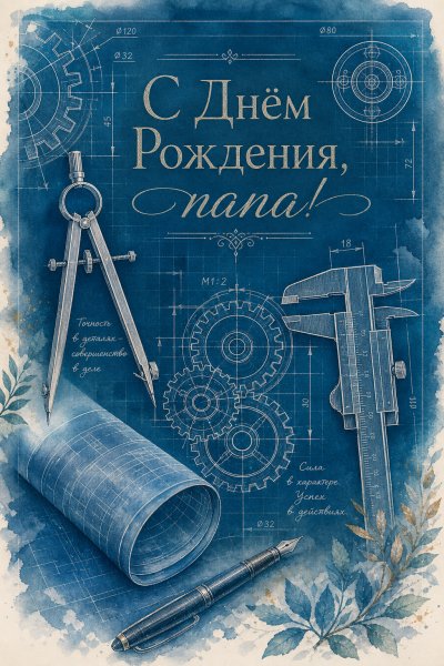 С Днём Рождения папе чертёж #1