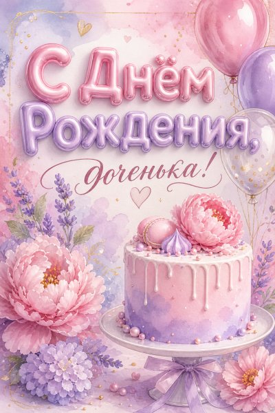 С Днём Рождения дочери 3D пузырьки #1