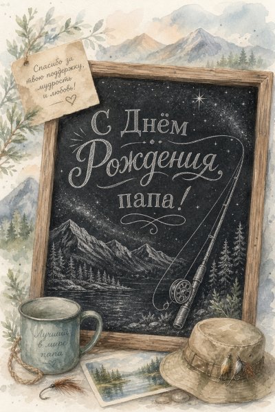 С Днём Рождения папе мел на доске #1