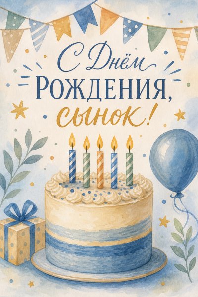 С Днём Рождения сыну гуашь #1