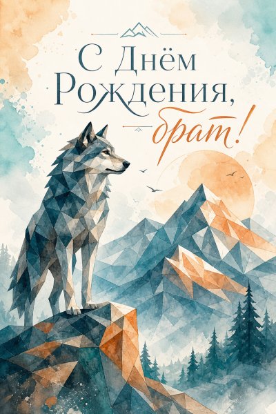 С Днём Рождения брату полигональная #1