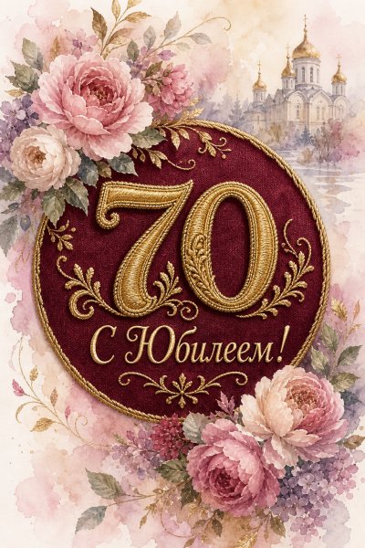 С Юбилеем 70 лет золотое шитьё #1