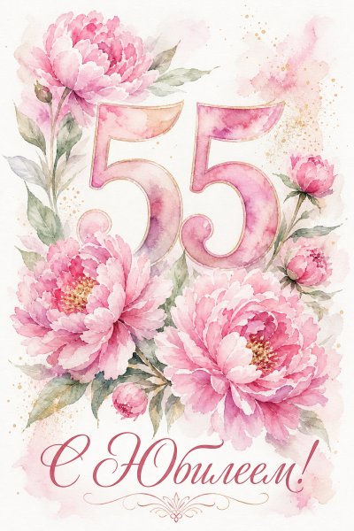 С Юбилеем 55 лет акварель #1