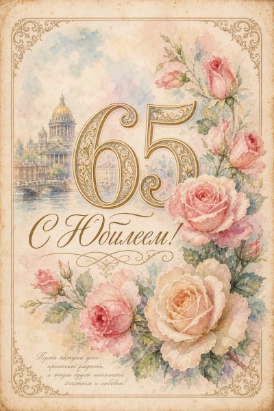 С Юбилеем 65 лет винтажная открытка #1