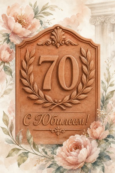 С Юбилеем 70 лет терракотовый рельеф #1