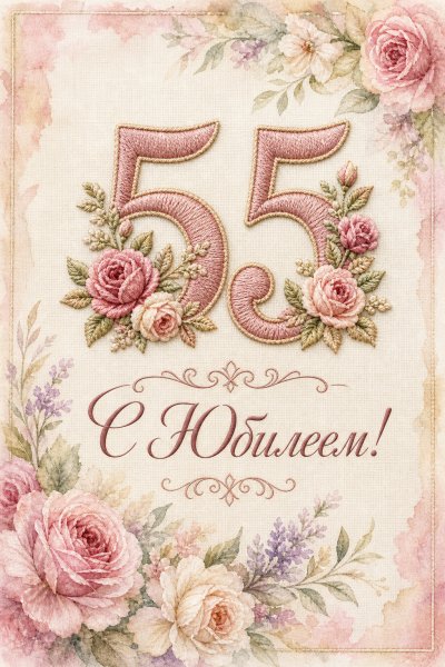 С Юбилеем 55 лет вышивка #1