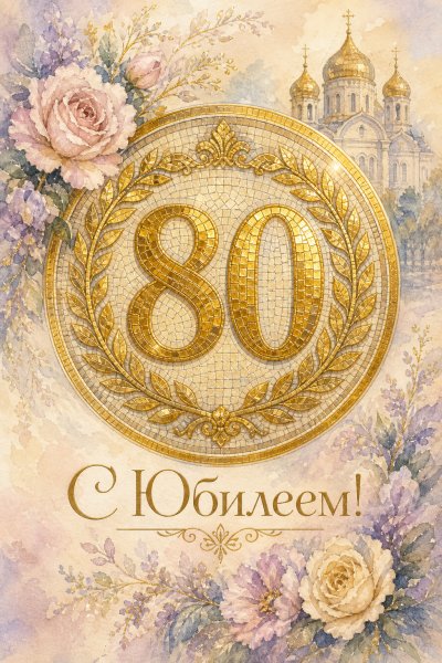 С Юбилеем 80 лет золотая мозаика #1