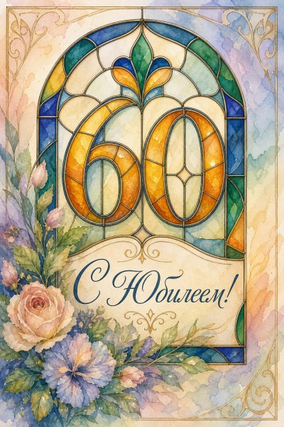 С Юбилеем 60 лет витраж #1