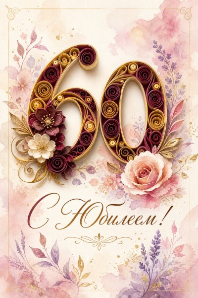 С Юбилеем 60 лет квиллинг #1