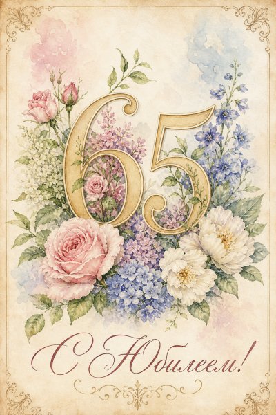 С Юбилеем 65 лет ботаническая иллюстрация #1