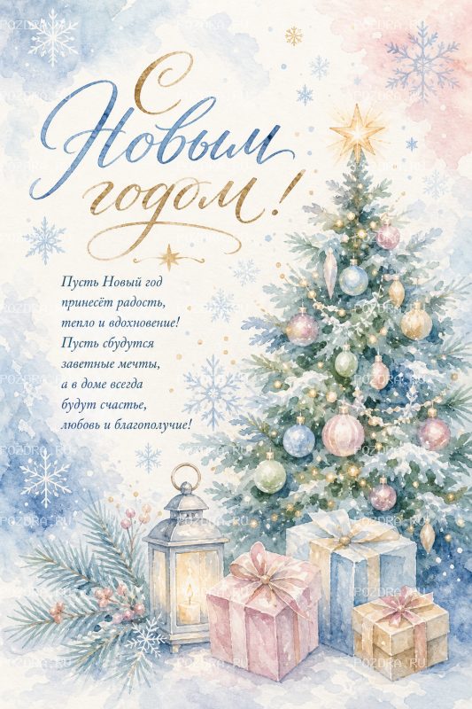 С Новым годом акварель #1