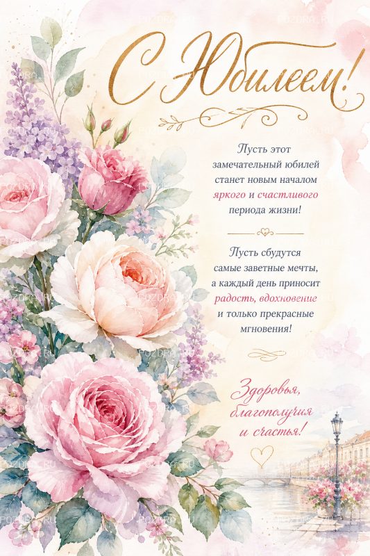 С юбилеем акварель #3