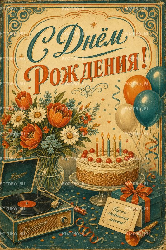 С Днём Рождения винтажная #1