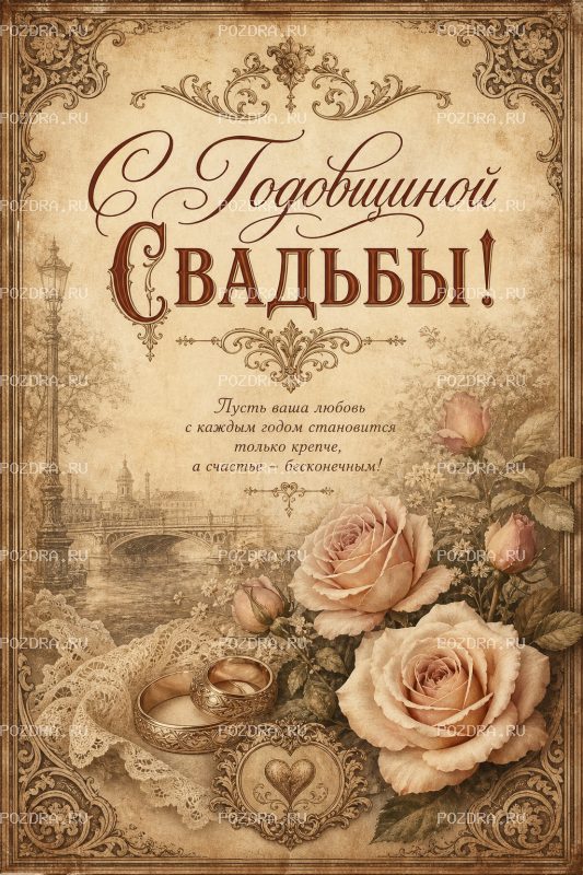 С Годовщиной Свадьбы винтажная #1
