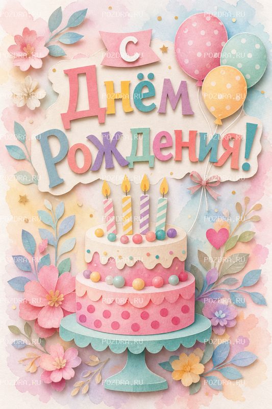 С Днём Рождения бумажная аппликация #1