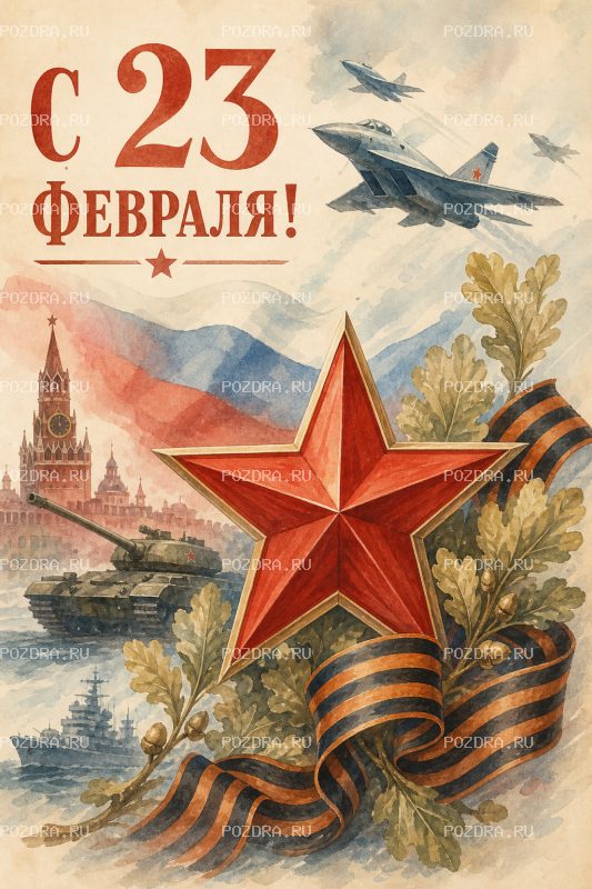 С 23 Февраля советский плакат #1